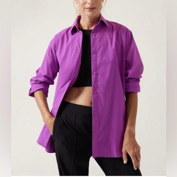 Athleta Tops - Athleta Oversized Athleisure Chic Performance Travel Sustainable Button Top